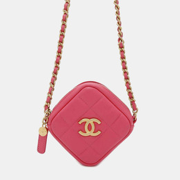 Chanel Pink Lambskin CC Logo Chain Shoulder Bag 1143838