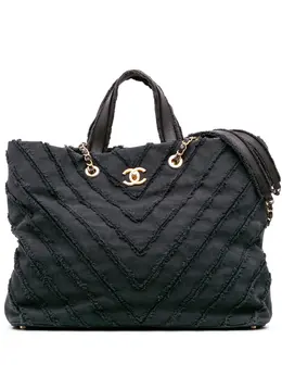 Chanel 2016-2017 Chevron Canvas Cuba Patchwork Shopper Tote satchel 30037040