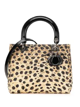 Christian Dior 1997 Medium Canvas Cannage Leopard Print Lady Dior satchel 30046798