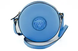 Versace Chic Blue Leather Round Shoulder Bag 8052045280284