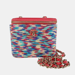 Chanel Multicolor Cotton and Leather Small Vanity Chain Shoulder Bag 1144021