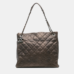 Chanel Brown Large Quilted Iridescent Caviar Chic Tall Shopping Tote 1144322