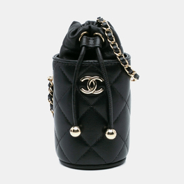 Chanel Black Micro Quilted Lambskin Drawstring Bucket Bag 1144352