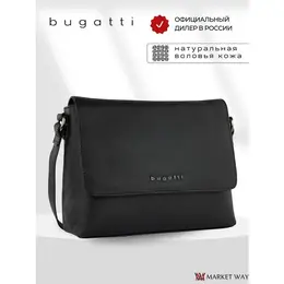 Сумка мессенджер Bugatti, фактура зернистая, гладкая, черный 101864461293