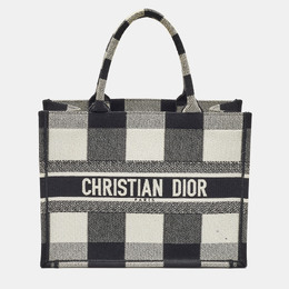 Christian Dior Black/White Check'N'Christian Dior Canvas Medium Book Tote 1143722