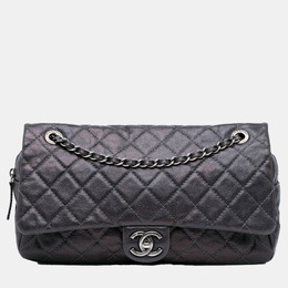 Chanel Purple Jumbo Quilted Caviar Easy Flap Bag 1143951