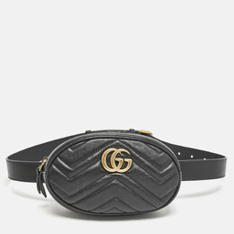 Gucci Black Matelassé Leather Mini GG Marmont Belt Bag 1144406