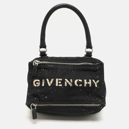 Givenchy Black/Cream Nylon and Leather Small Pandora Shoulder Bag 1144540