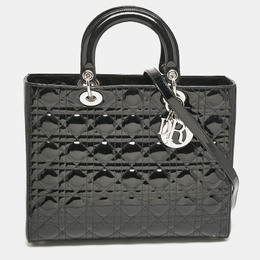 Christian Dior Black Cannage Patent Leather Large Lady Christian Dior Tote 1144387