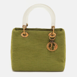 Christian Dior Green Fabric Medium Vintage Lady Christian Dior Tote 1144566