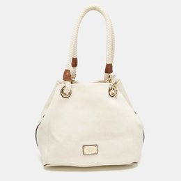 Michael Kors White/Brown Canvas Marina Grab Tote 1144966