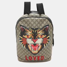 Gucci Beige GG Soft Supreme Canvas Angry Cat Print Backpacks 1145524