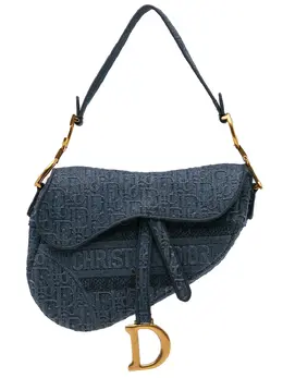 Christian Dior 2019 Oblique Embroidered Denim Saddle Bag shoulder bag 30066619
