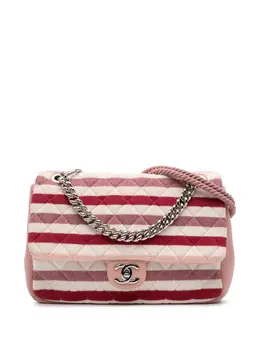 Chanel 2018-2019 Jumbo Stripe Jersey Felt and Rope Flap satchel 30067010