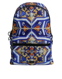 Dolce & Gabbana Multicolor Majolica Print Nylon Travel Backpack Bag bag4380