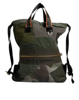 Dolce & Gabbana Military Green Patchwork Rucksack Backpack Bag bag4400