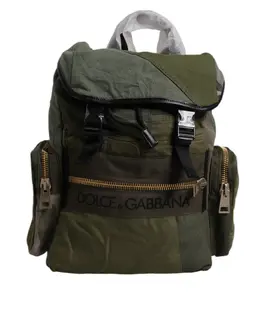 Dolce & Gabbana Military Green Patchwork Travel Backpack Bag bag4404