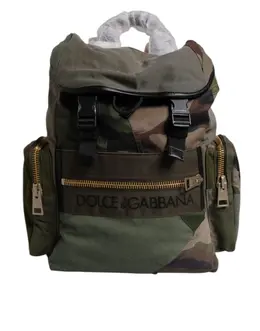 Dolce & Gabbana Military Green Patchwork Travel Backpack Bag bag4405
