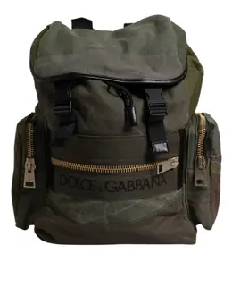 Dolce & Gabbana Military Green Patchwork School Backpack Bag bag4451