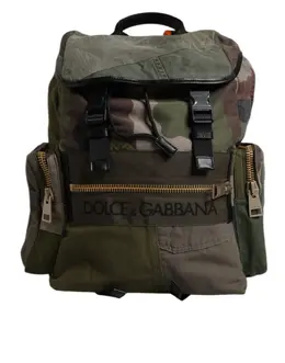 Dolce & Gabbana Military Green Patchwork School Backpack Bag bag4456