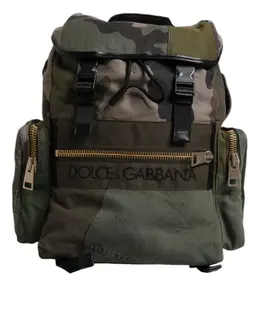 Dolce & Gabbana Military Green Patchwork Travel Backpack Bag bag4457