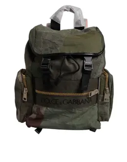 Dolce & Gabbana Military Green Patchwork Travel Backpack Bag bag4472