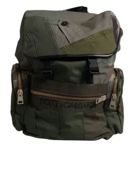 Dolce & Gabbana Military Green Patchwork Travel Backpack Bag bag4474