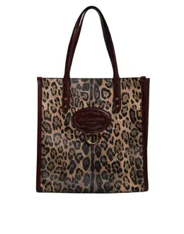 Dolce & Gabbana Brown Leopard Leather Shoulder Strap Tote Bag bag4330