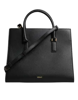 Versace Black Large Leather Top Handle Shoulder Crossbody Bag bag4390