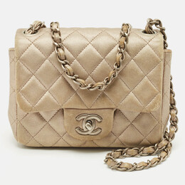 Chanel Grey Quilted Leather Mini Square Classic Flap Bag 1146121