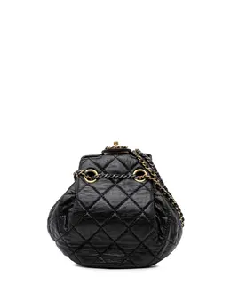 Chanel 2021-2025 CC Quilted Lambskin Chain Drawstring bucket bag 30097616