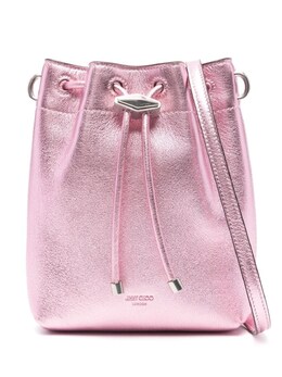 Jimmy Choo Bon Bon Metallic Leather Mini Bucket Bag bonbonbcktn/smnmnarose/antiquesilver