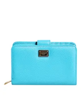 Dolce & Gabbana Light Blue Leather Bifold Continental Clutch Wallet bag4715