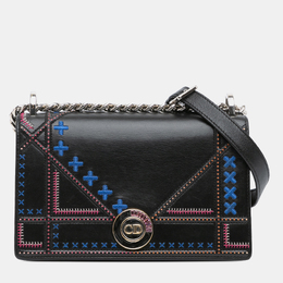 Christian Dior Black Medium Calfskin Stitch Christian Diorama Flap Bag 1133678