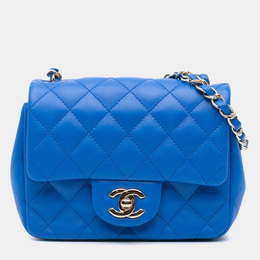 Chanel Blue Mini Square Classic Lambskin Single Flap Bag 1134115