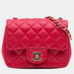 Chanel Pink Lambskin Quilted Mini Square Classic Single Flap Bag 1134983