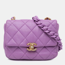 Chanel Purple Lambskin Quilted Mini Candy Chain Flap Bag 1135650