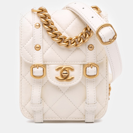 Chanel Ivory Leather Mini City School Flap Bag 1135653