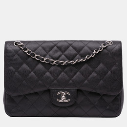 Chanel Black Jumbo Classic Caviar Double Flap Bag 1136654