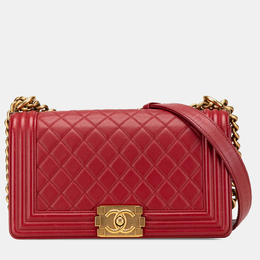 Chanel Red Lambskin Medium Boy Flap Bag 1137853