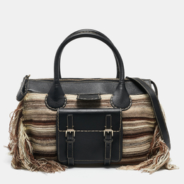 Chloe Black/Multicolor Cashmere and Leather Large Edith Satchel 1143158