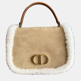 Christian Dior Beige/White Suede and Teddy Montaigne 30 Shoulder Bag 1143587