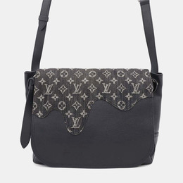 Louis Vuitton Noir Monogram Denim Taurillon Leather Busas Tokyo Messenger Bag 1143858