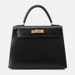 Hermes Black Box Calf Leather Kelly Sellier 28 Tote Bag 1143872