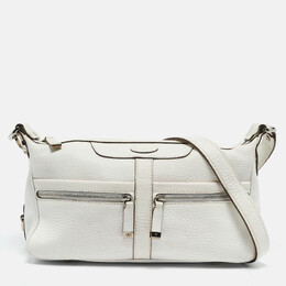Tod's White Leather Zip Pocket Shoulder Bag 1146355
