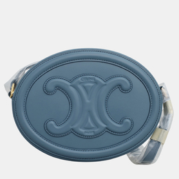 Celine Blue Leather Triomphe Oval Crossbody Bag 1147300