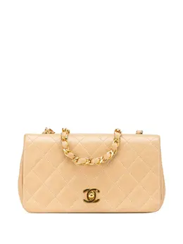 Chanel 1989-1991 Mini Rectangular CC Quilted Lambskin Full Single Flap crossbody bag 30107908