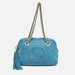 Gucci Blue Nubuck Medium Soho Chain Shoulder Bag 1147412