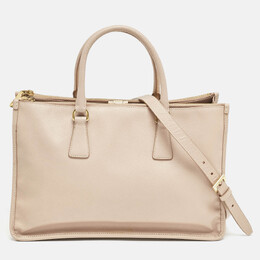 Prada Beige Saffiano Lux Leather Frame Tote 1147520