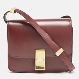 Celine Burgundy Leather Small Classic Box Flap Bag 1147873